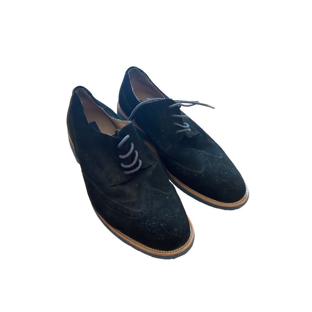 Joseph Abboud Mens Black Wingtip Lace Up Suede Oxford Dress Shoes Size 9.5